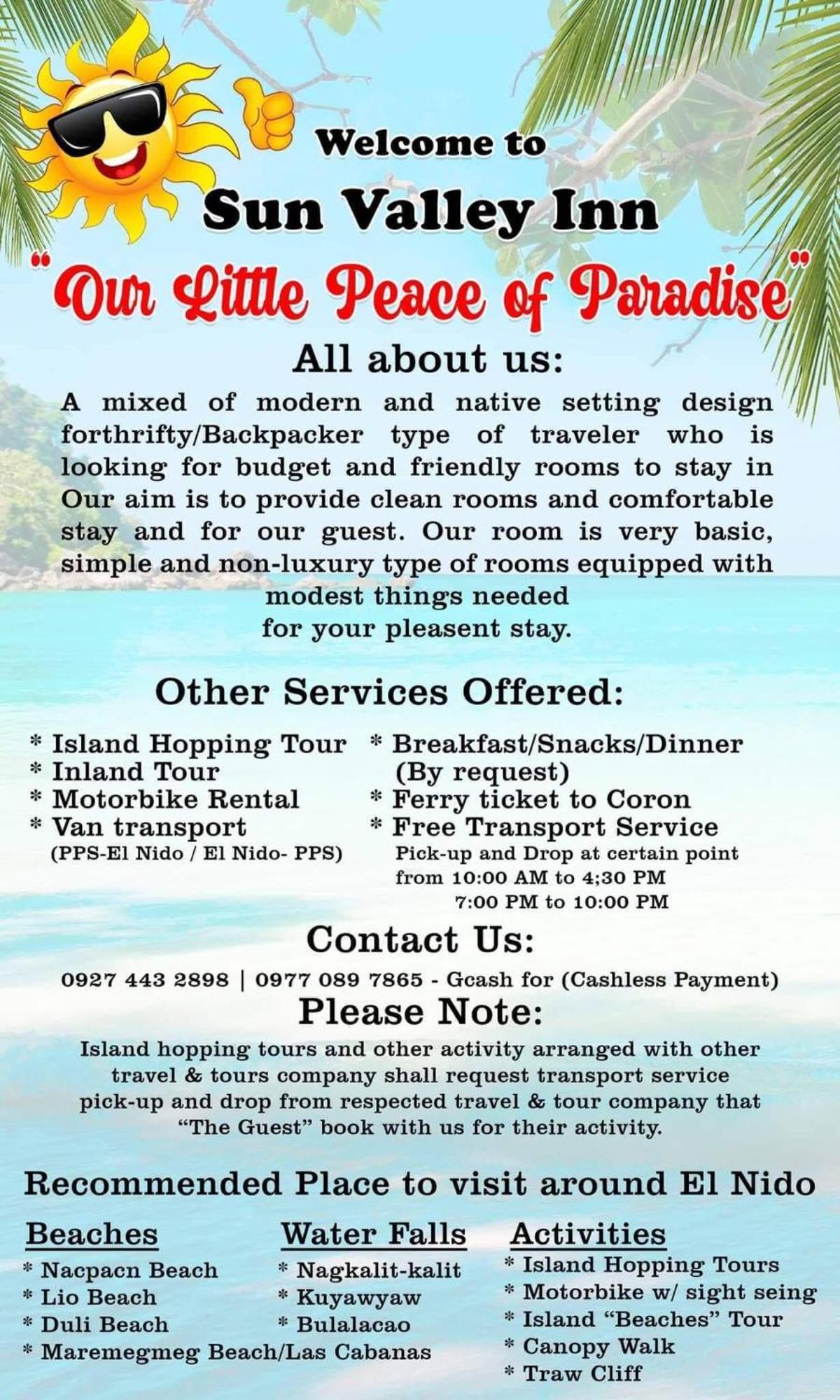 אל נידו Sun Valley Backpackers Inn מראה חיצוני תמונה